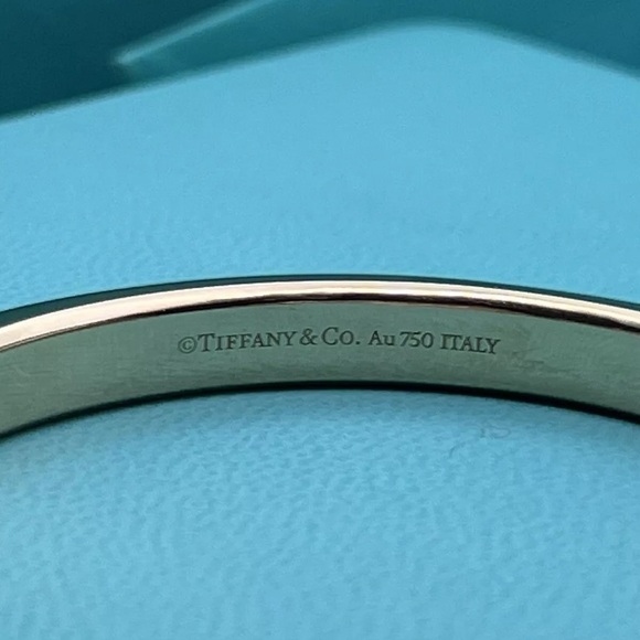 Tiffany Rose Gold 18k Lock Bangle Bracelet Jewelry Cuff Hardware Sz L - Picture 3 of 6